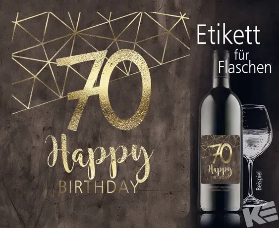 Kurt Eulzer 01-0804 sticker 70 jaar Happy Birthday flessen