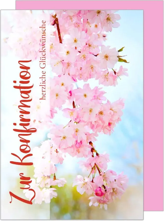 Edition Seidel Premium konfirmation wenskaart KF274a roze bloemen