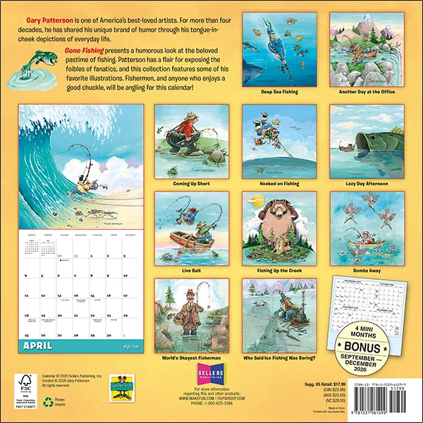 Sellers Publishing Gone Fishing 2027 wandkalender humor vissen