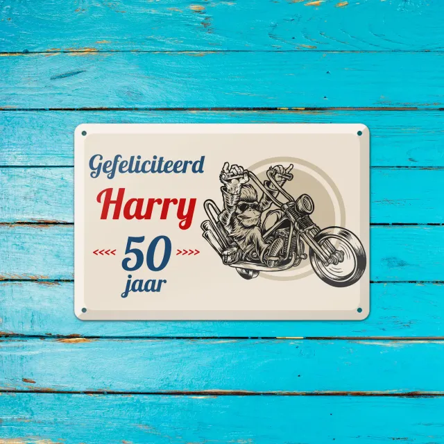 Gozi Harry's Motor metalen bord 30x20cm persoonlijk