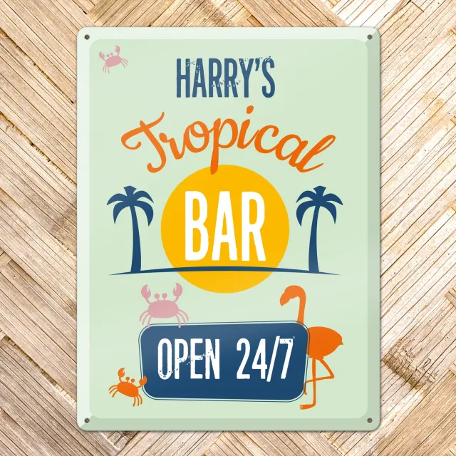 Gozi Tropical Bar metalen bord 30x40 persoonlijk