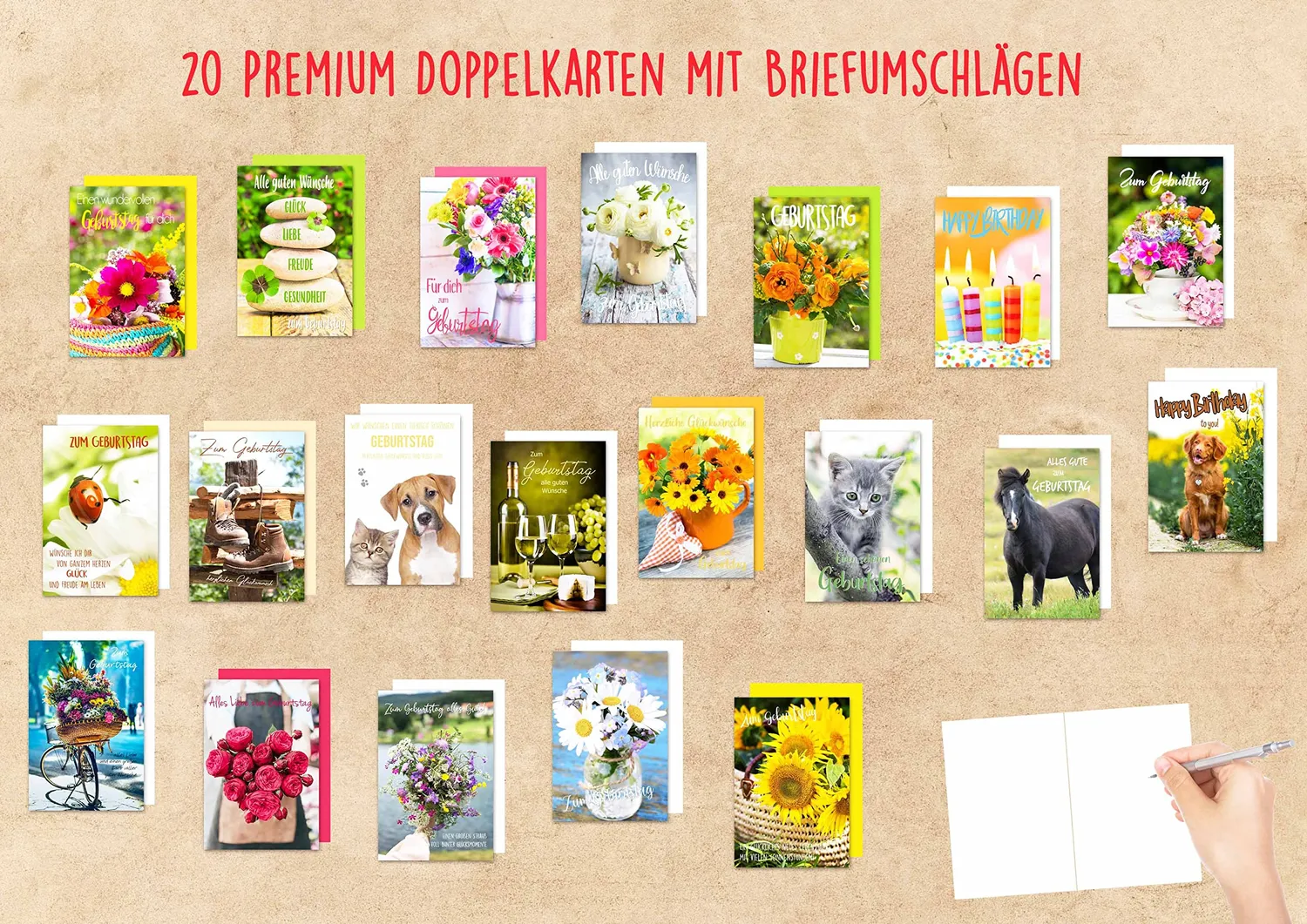 Edition Seidel SW02 Set 3 verjaardagskaarten set 20 met envelop