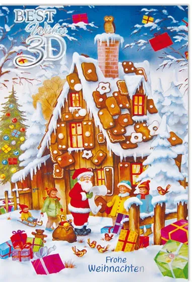 Kurt Eulzer 22-5494 3D kerstkaart huizen sneeuw kinderen