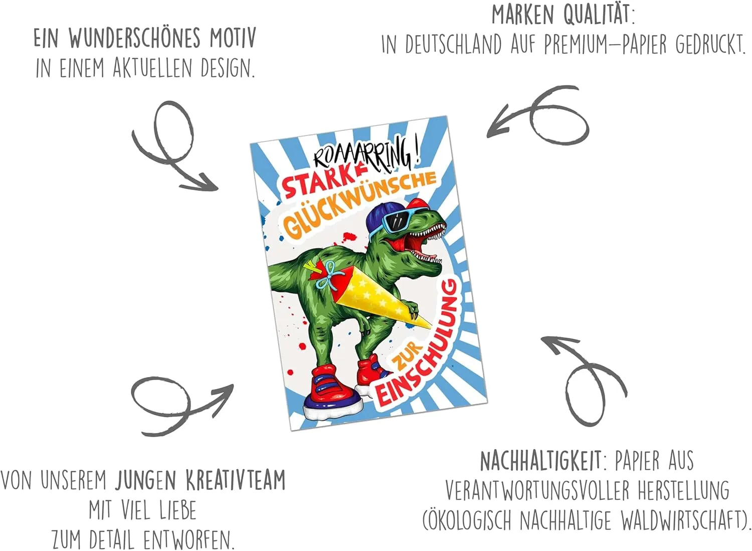 Edition Seidel Premium ES146 wenskaart dinosaurus eerste schooldag