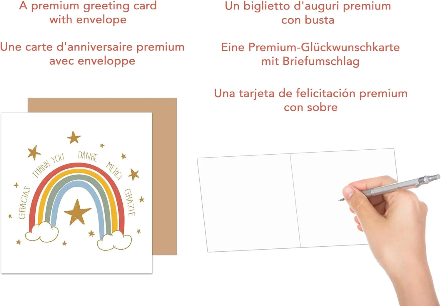 Edition Seidel Premium DQ104 bedankkaart regenboog vierkant