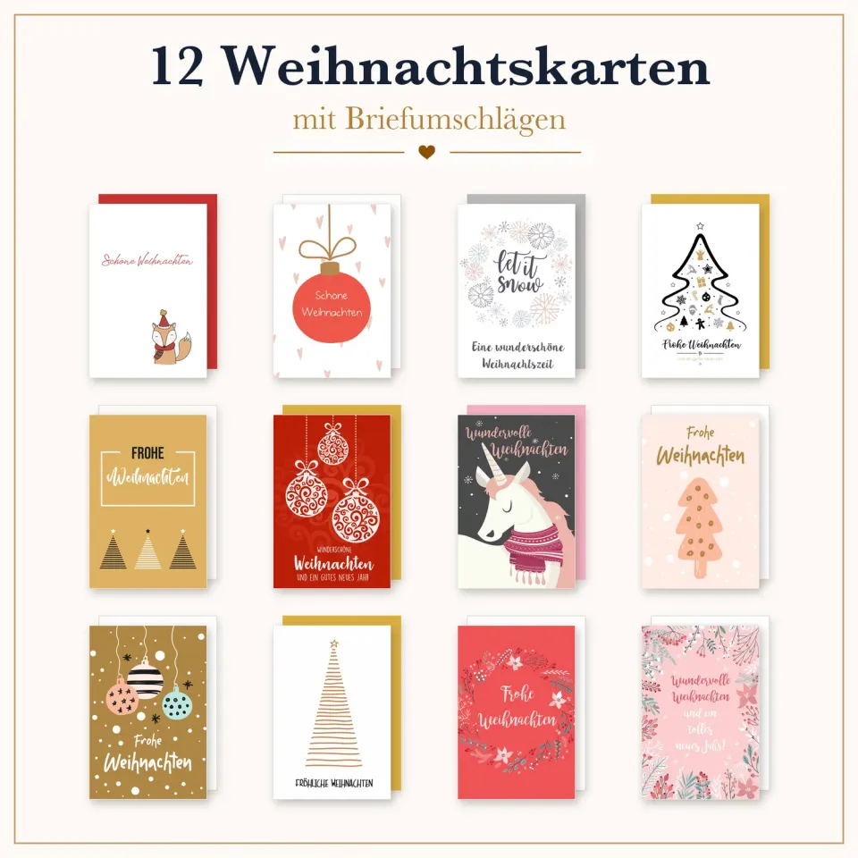 Edition Seidel 36703 SW026 kerstkaarten set 12 stuks goud
