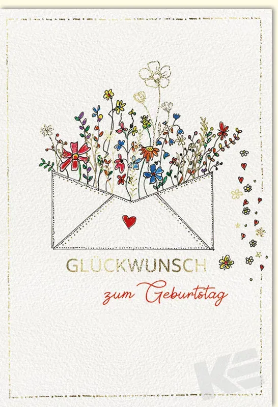 Kurt Eulzer 51-0011 verjaardagskaart met bloemen envelop