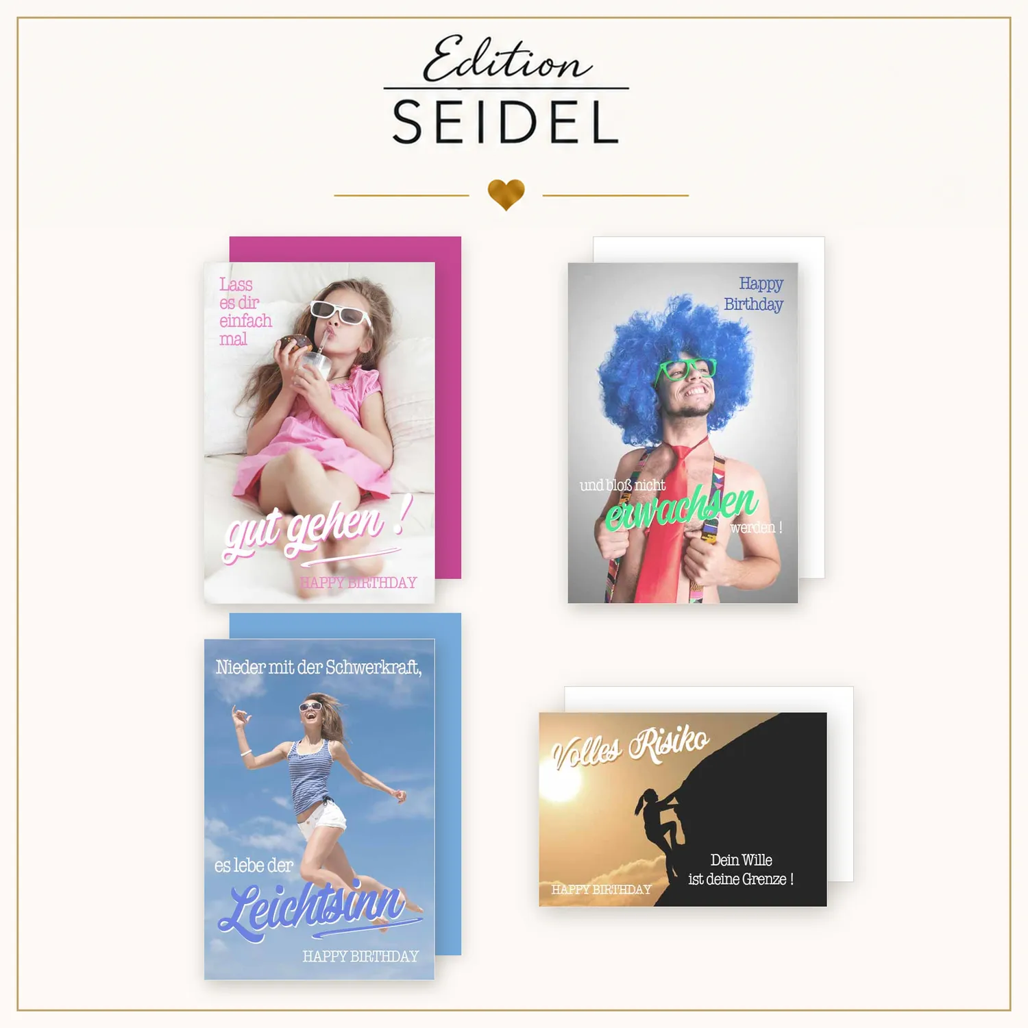 Edition Seidel 36700 verjaardagskaarten 12 stuks met envelop