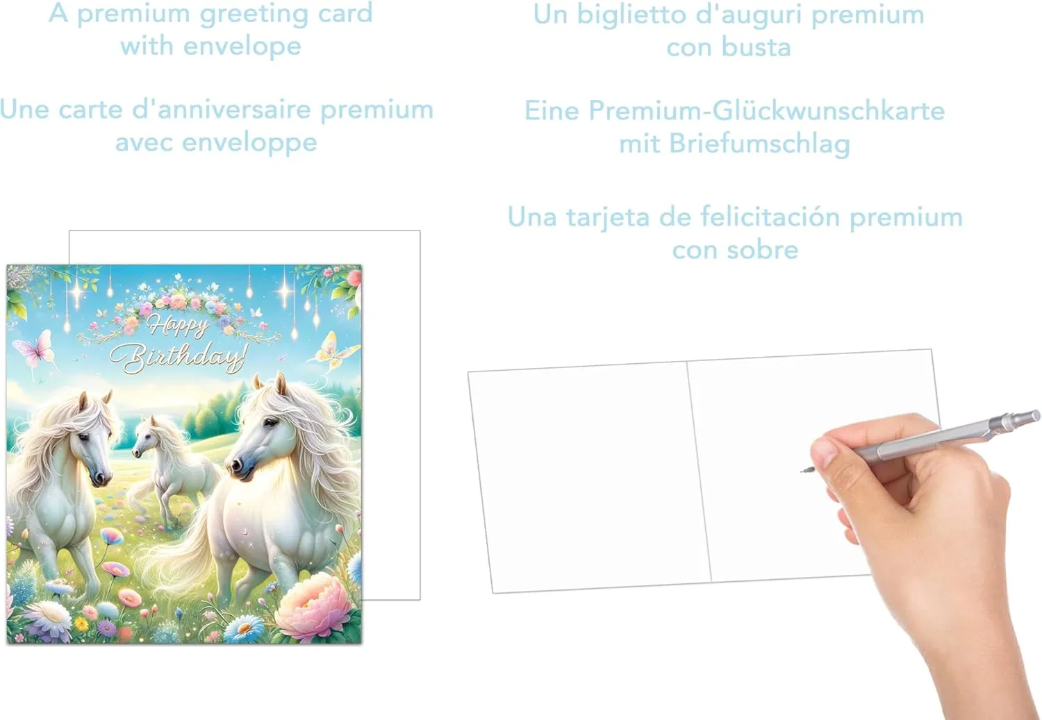 Edition Seidel GQ268 SW024 verjaardagskaart paarden vierkant