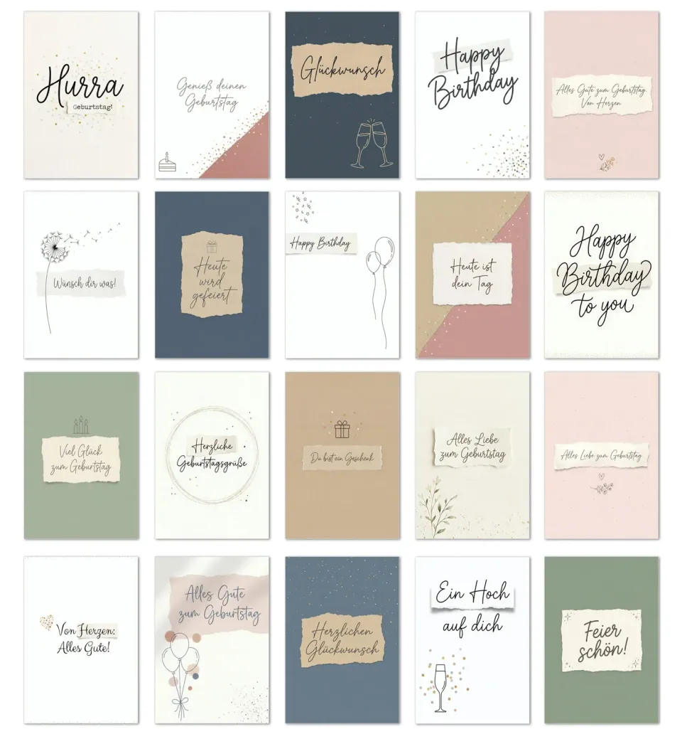 Edition Seidel 31742 verjaardagskaarten 20 stuks met envelop