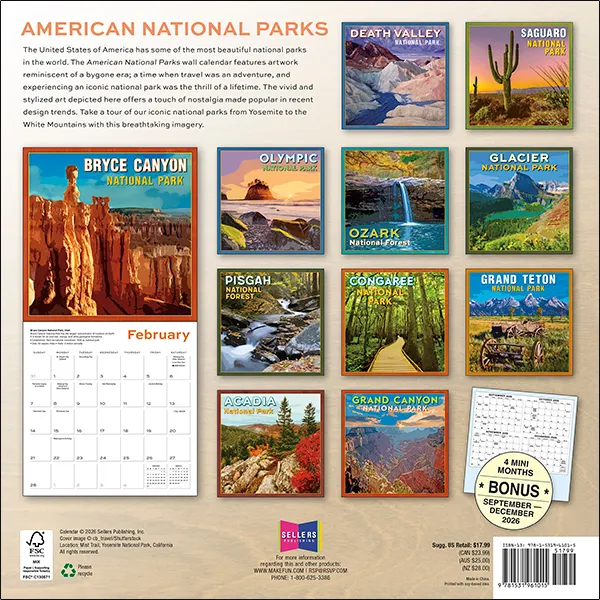 Sellers Publishing American National Parks 2027 wandkalender