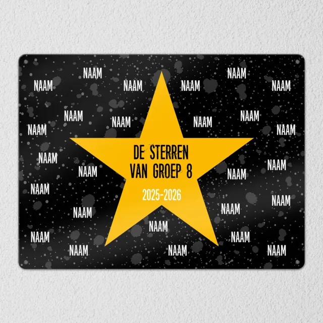 Gozi Gele Ster metalen bord 40x30cm groep 8