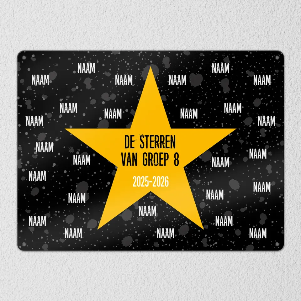 Gozi Gele Ster metalen bord 40x30cm groep 8