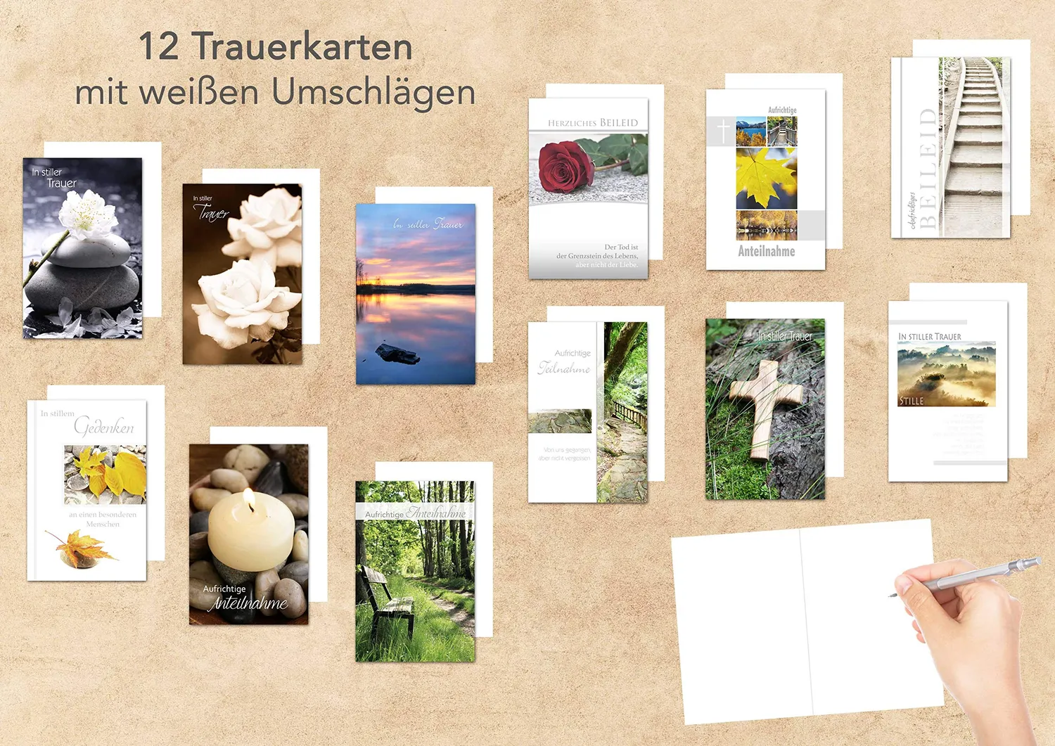 Edition Seidel 20822 rouwkaarten set 12 met foto en envelop