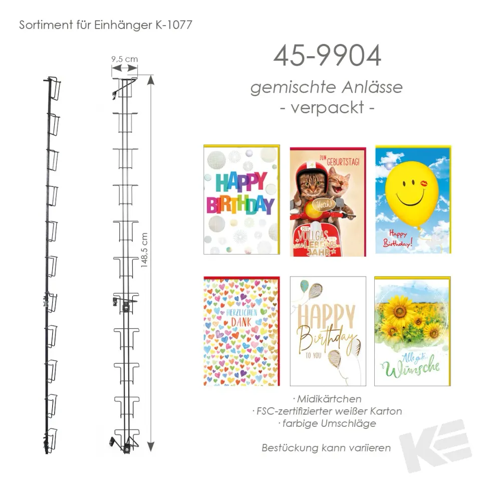 Kurt Eulzer 45-9904 midi wenskaarten 12 motieven gemengd