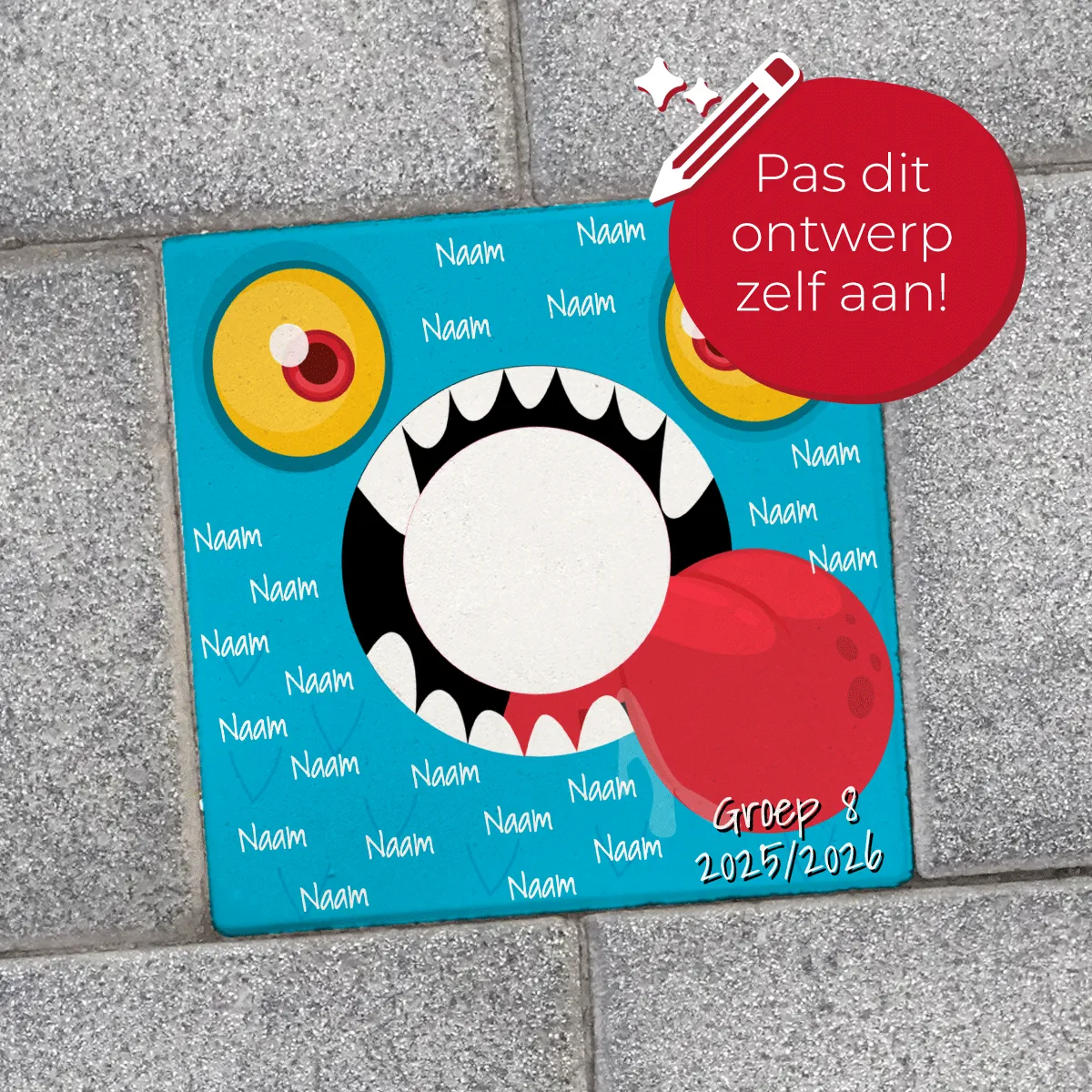 Gozi Groep 8 Monster knikkertegel persoonlijk