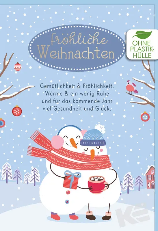 Kurt Eulzer 22-1584 kerstkaart sneeuwmannen per stuk préging