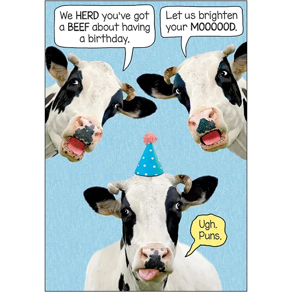 Sellers Publishing Birthday Humor B7707A verjaardagskaarten 6 stuks koe