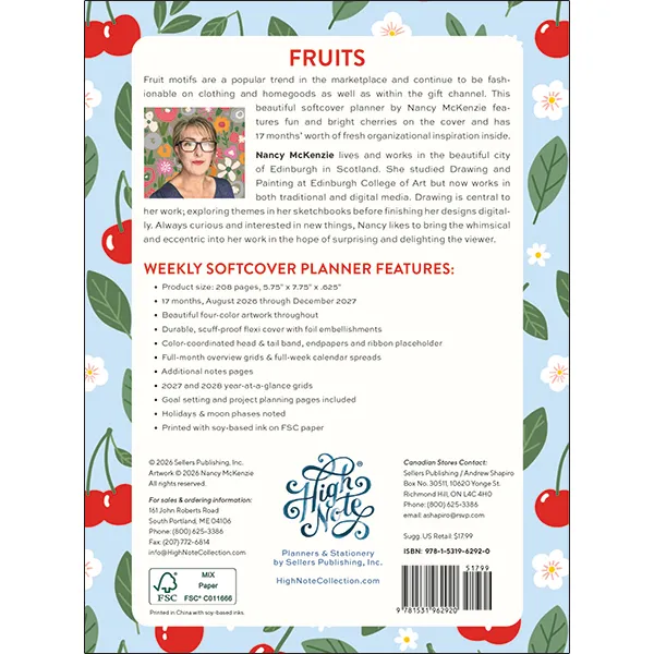 Sellers Publishing Fruits 2027 weekagenda softcover 17 maanden