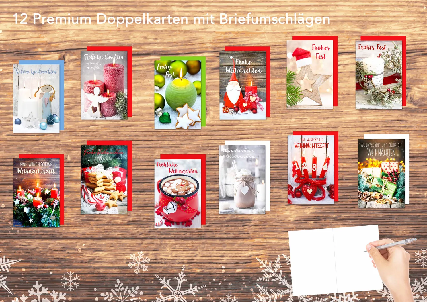 Edition Seidel 20391 premium kerstkaarten set 12 met envelop