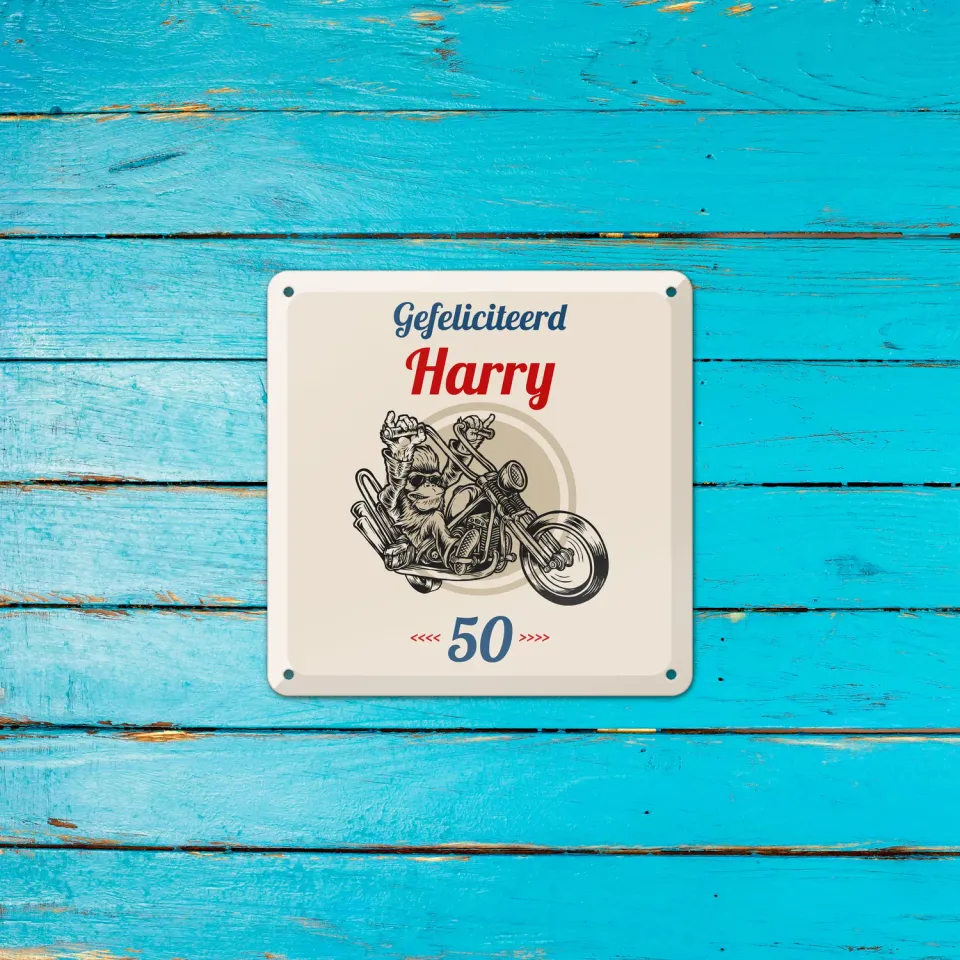 Gozi Metalen bord Harry's Motor bord 20x20cm persoonlijk