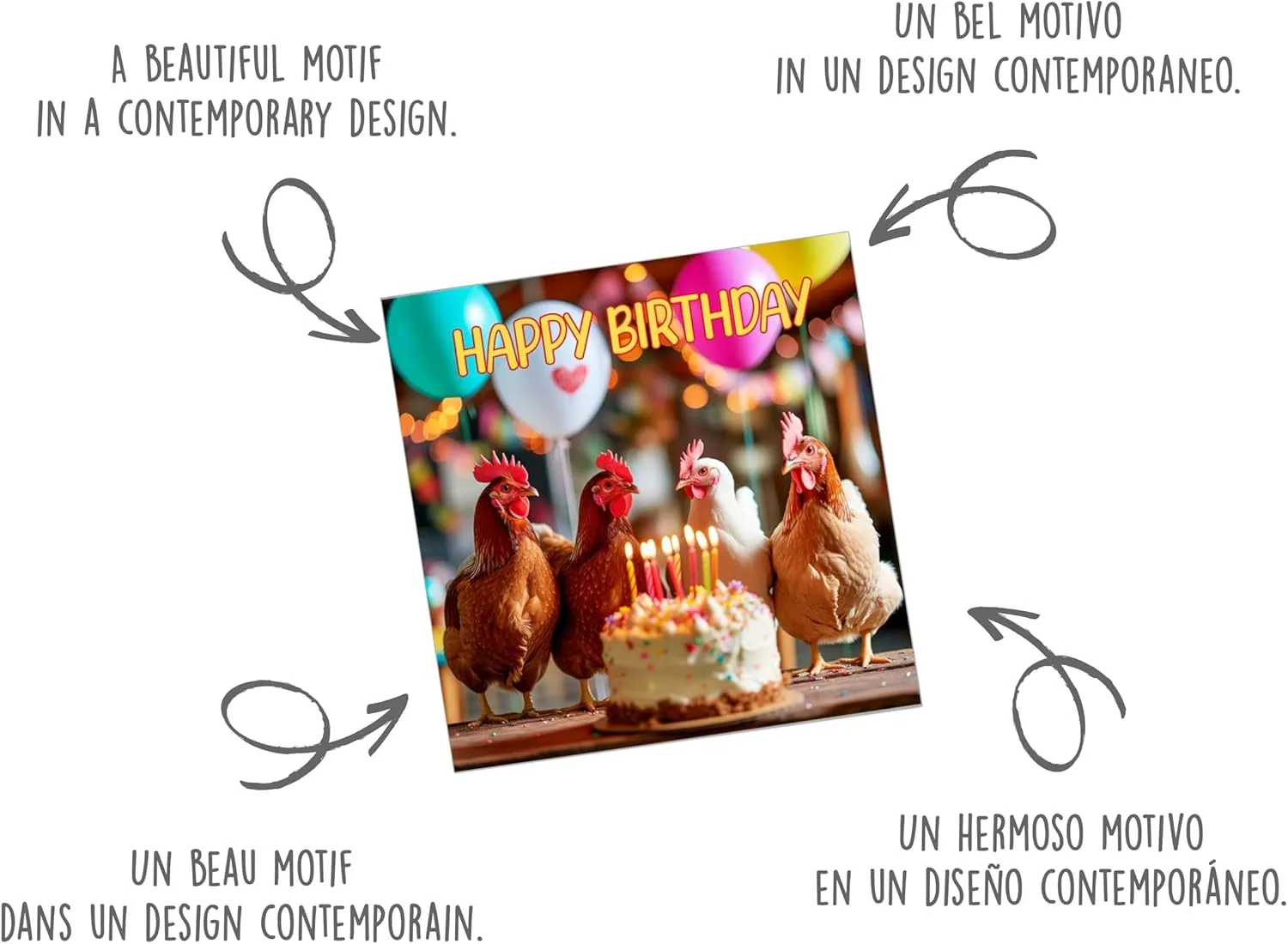 Edition Seidel GQ210 verjaardagskaart vierkant kippen