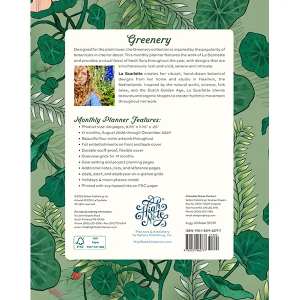 Sellers Publishing Greenery High Note 2027 maandplanner botanisch