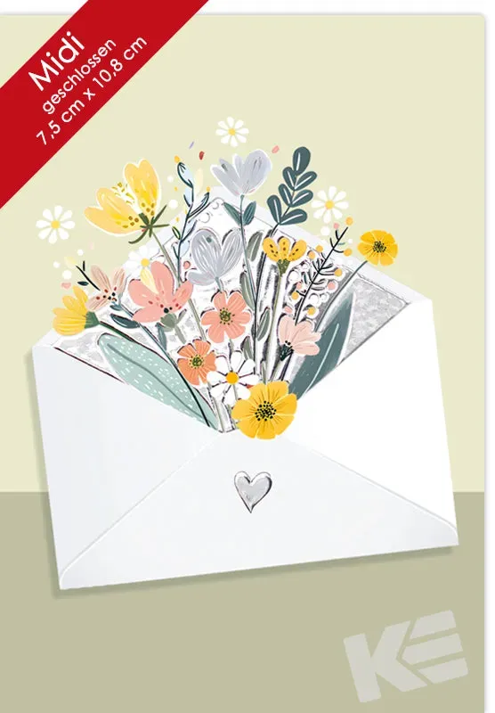 Kurt Eulzer 45-4908 wenskaart bloemen folie met envelop