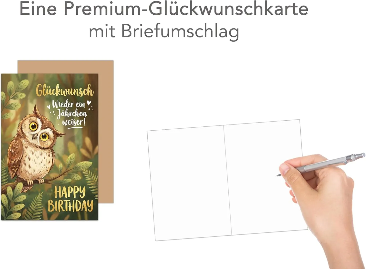 Edition Seidel Premium G3860 verjaardagskaart met envelop uil humor