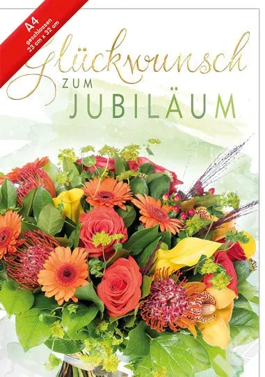Kurt Eulzer 74-1026 jubileumkaart A4 bloemenstrauß prägetekst