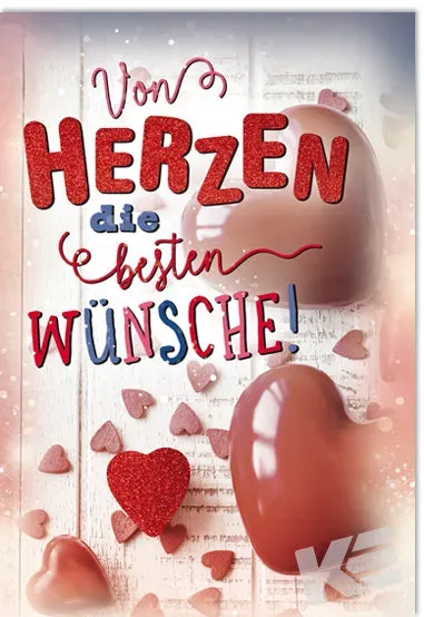 Kurt Eulzer 41-1160 wenskaart Happy Life harten glitter