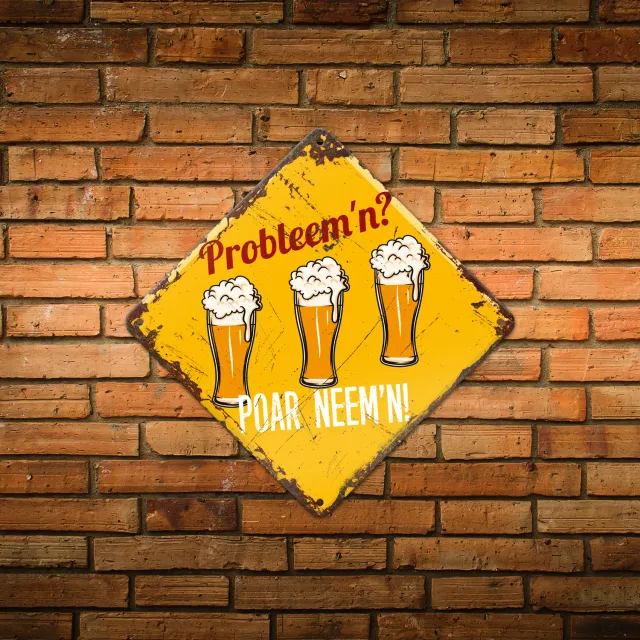 Gozi Poar Neem'n metalen bord 20x20cm ruit personaliseerbaar
