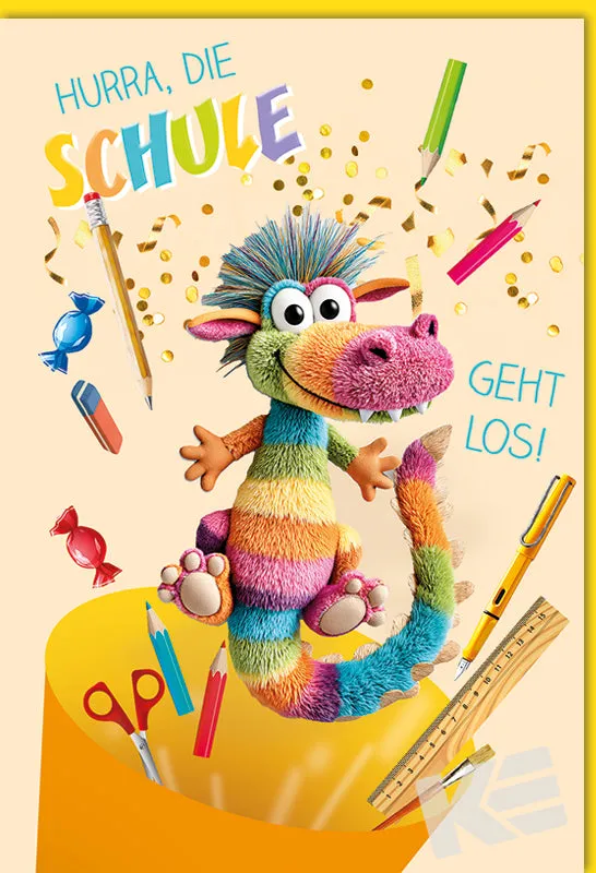Kurt Eulzer 60-6119 wenskaart schoolbegin 3D-effect