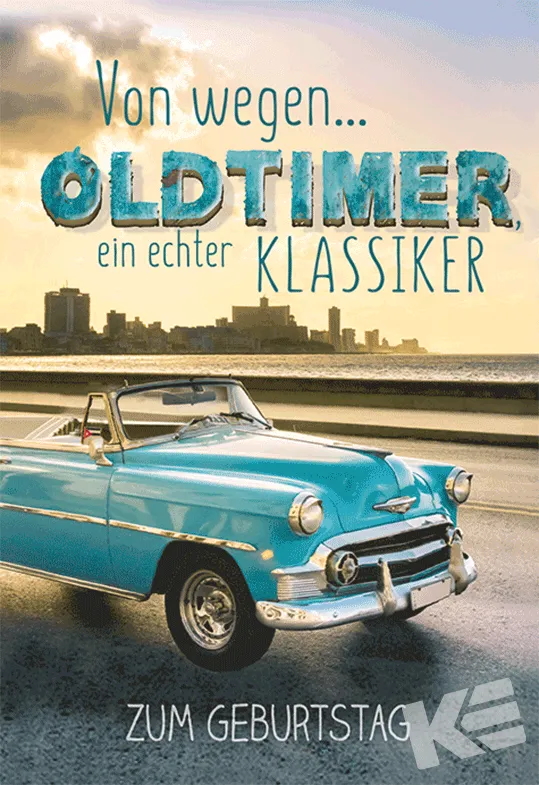 Kurt Eulzer 51-0413 verjaardagskaart oldtimer 3D blauw