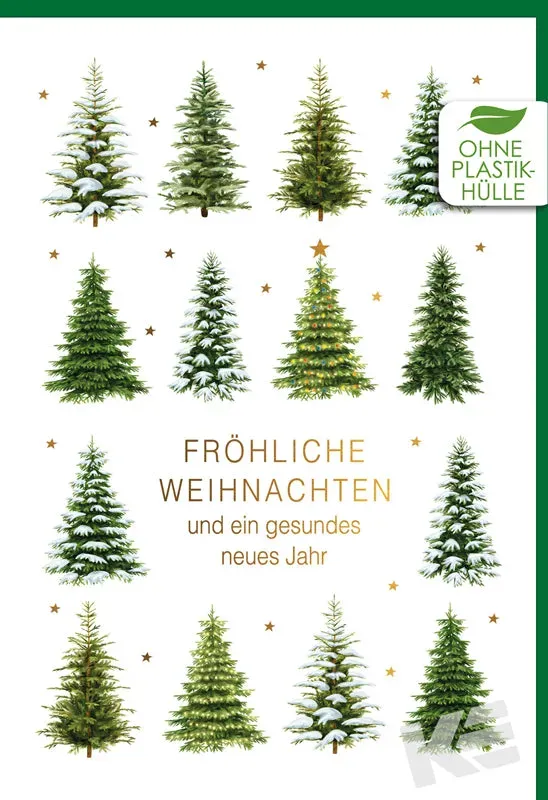 Kurt Eulzer 22-1572 kerstkaart groen dennenbomen reliëf