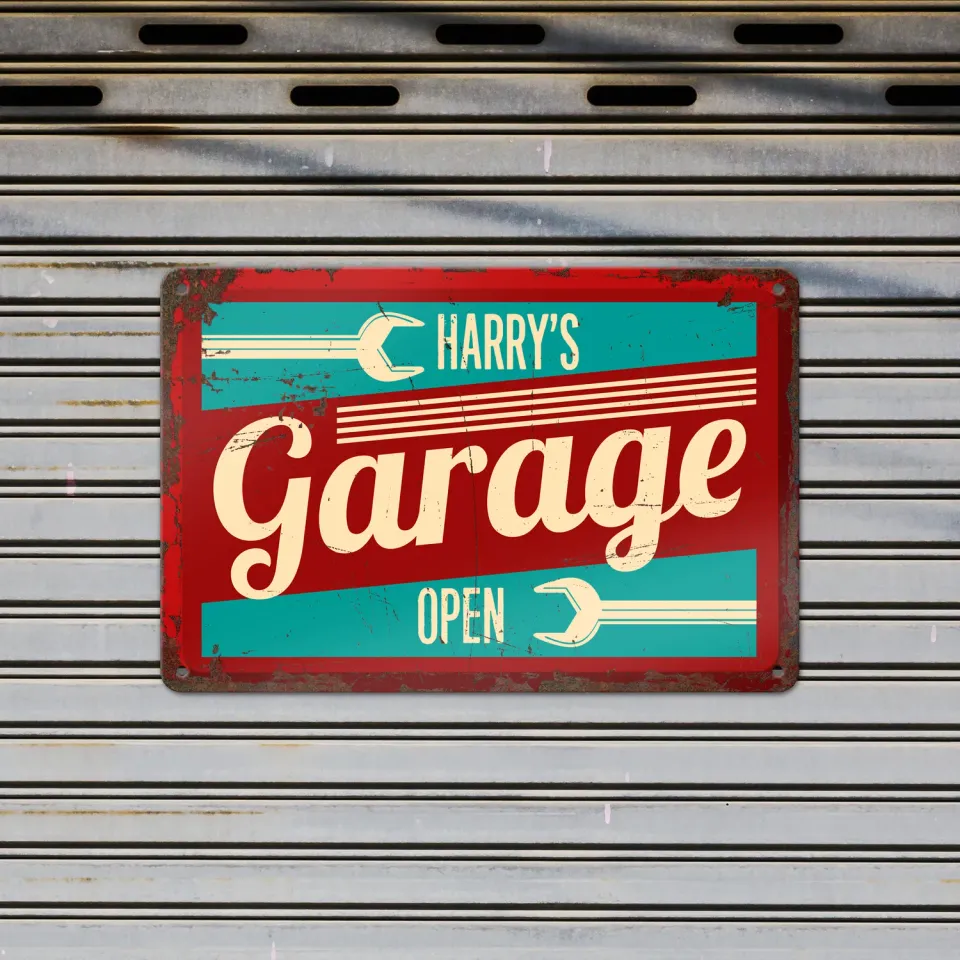 Gozi Garage metalen bord 30x20cm persoonlijk stoer