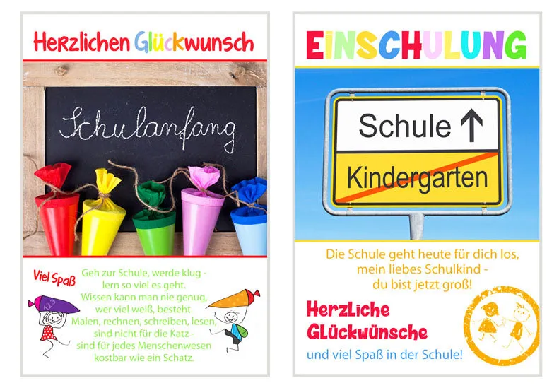 Edition Seidel 20343 eerste schooldag kaarten set 4 met envelop