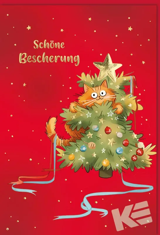 Kurt Eulzer 22-1159 kerstkaart kat per stuk reliëf