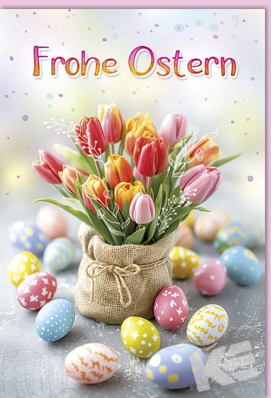 Kurt Eulzer 13-1016 paaskaart tulpen bonte eieren