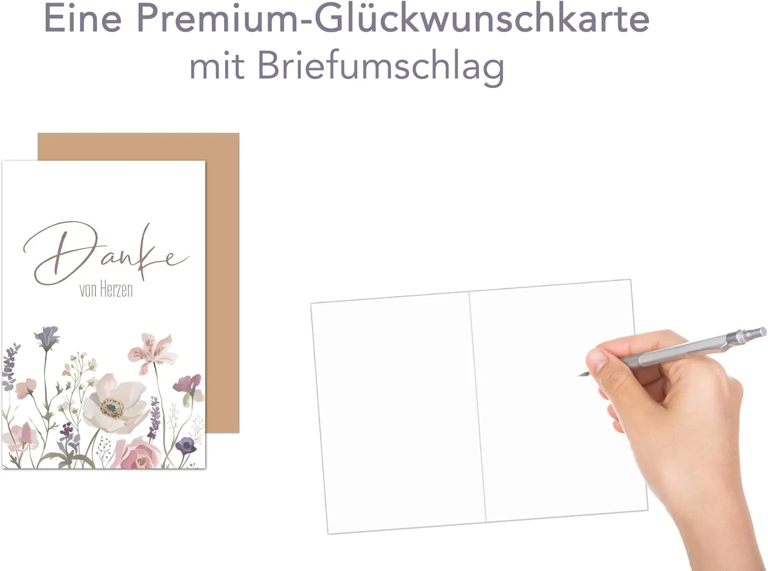 Edition Seidel Premium bedankkaart D152 SW025 met envelop bloemen