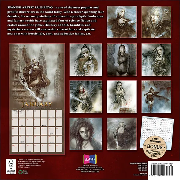 Sellers Publishing Royo 2027 wandkalender fantasy vrouwen