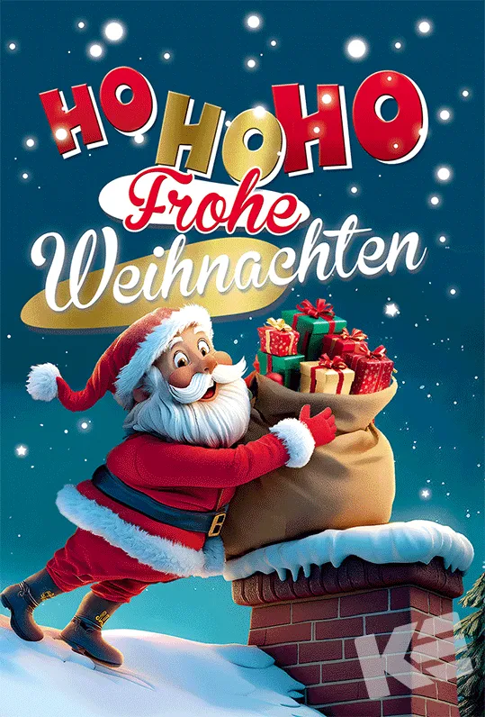 Kurt Eulzer 22-1226 3D kerstkaart Kerstman Ho Ho Ho