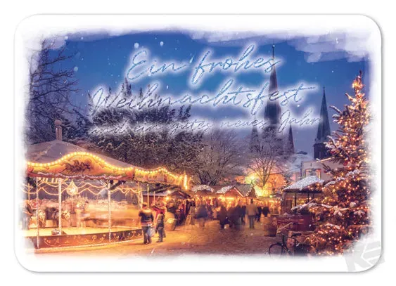 Kurt Eulzer 20-0035 kerstkaart kerstmarkt met glimmer