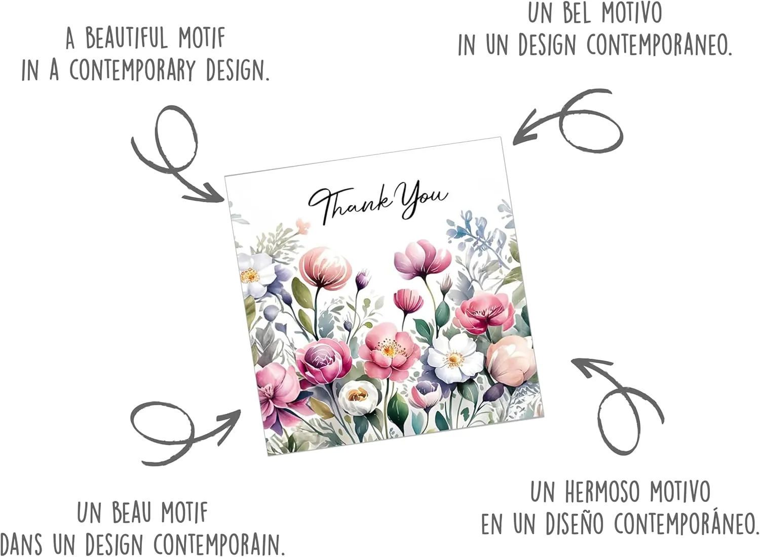 Edition Seidel Premium bedankkaart DQ100 bloemen vierkant