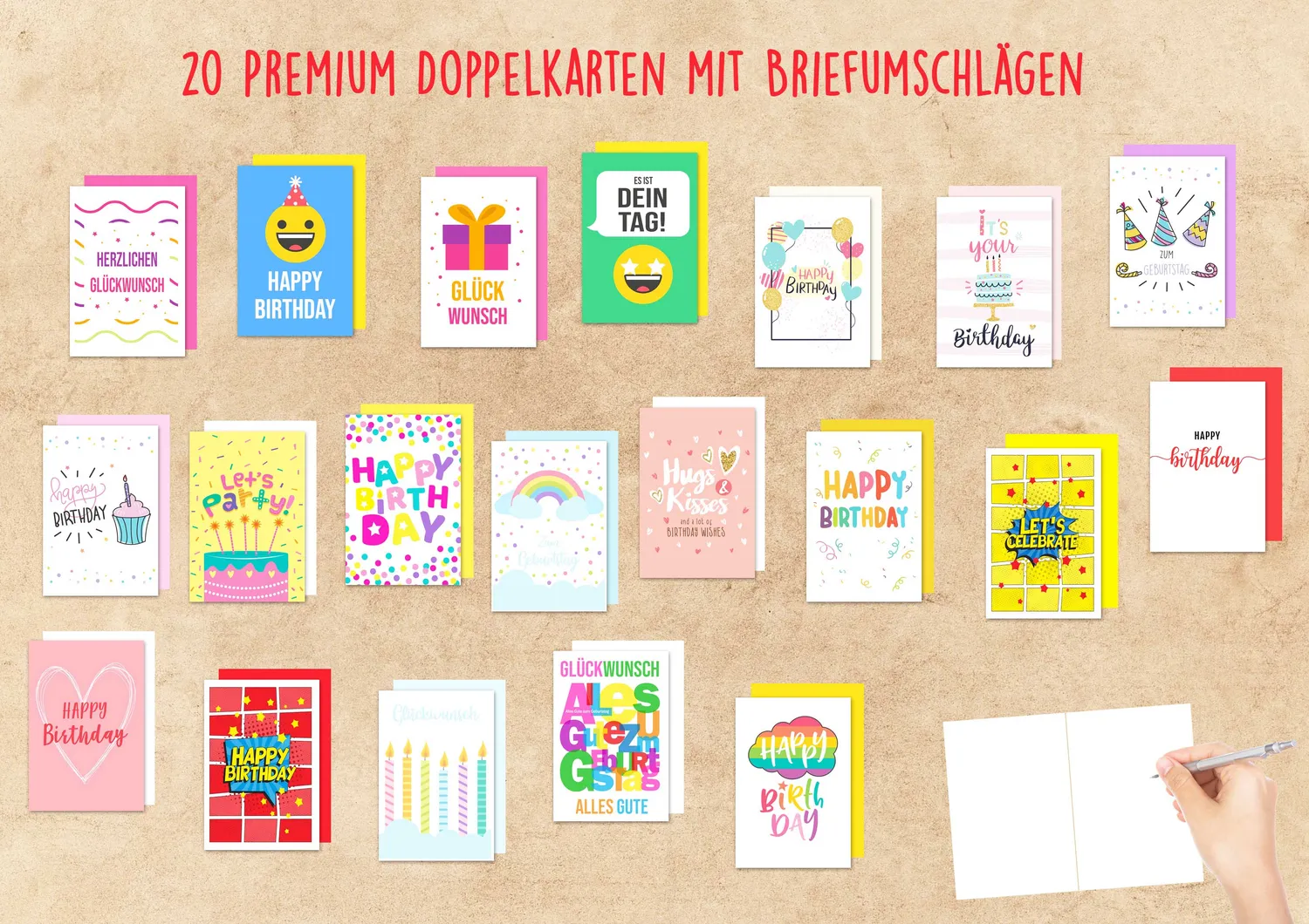 Edition Seidel Premium verjaardagskaart 20810 set van 20 met envelop