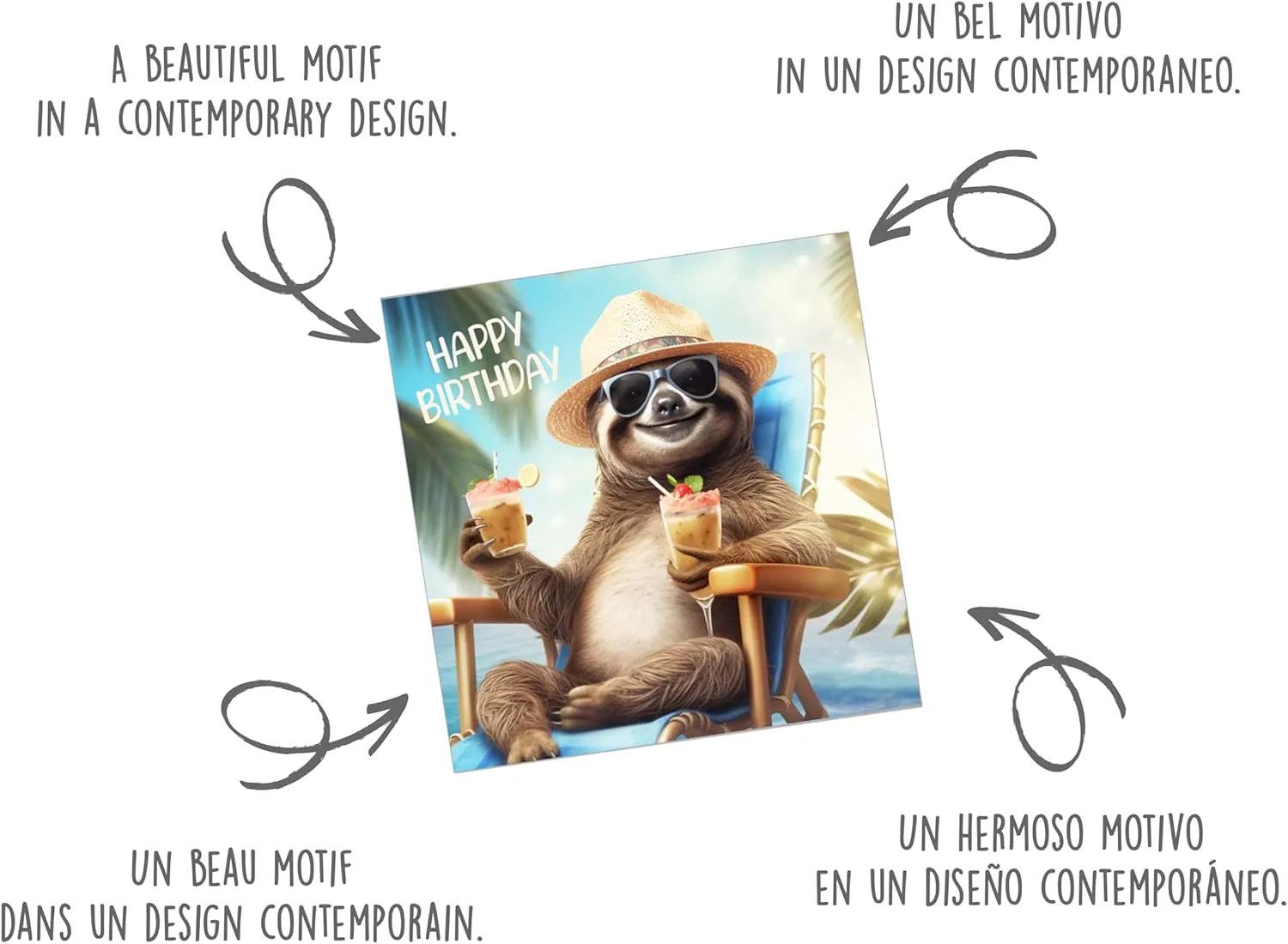 Edition Seidel GQ165 verjaardagskaart luiaard vierkant met envelop
