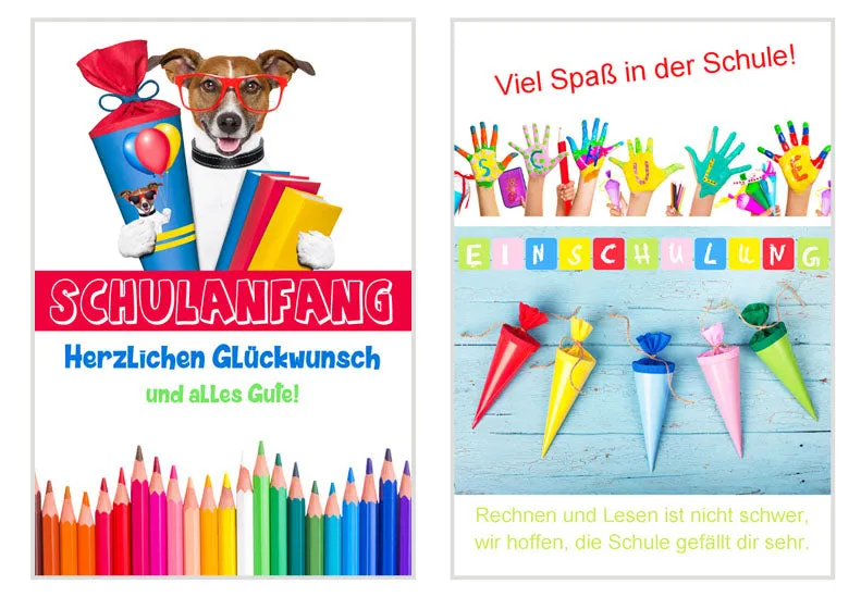 Edition Seidel 20343 eerste schooldag kaarten set 4 met envelop
