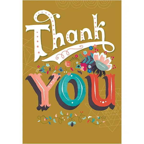 Sellers Publishing Thank You T7758S bedankkaart 6 stuks bloemen