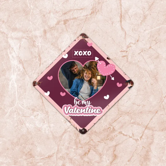 Gozi Metalen bord Valentijn 20x20cm ruit met namen
