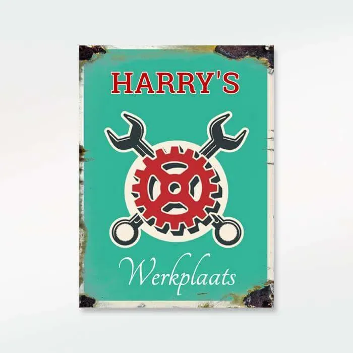 Gozi Werkplaats metalen bord 20x30cm vintage